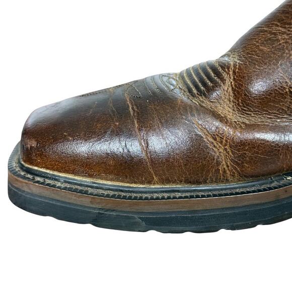 Justin Stampede Brown Leather Mid Calf WK4812 Mens Western Cowboy Boots sz 10 D - Picture 5 of 16